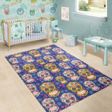 Sugar Skull Flower Pattern Area Rug