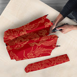 Gold Dragons Red Background Umbrella