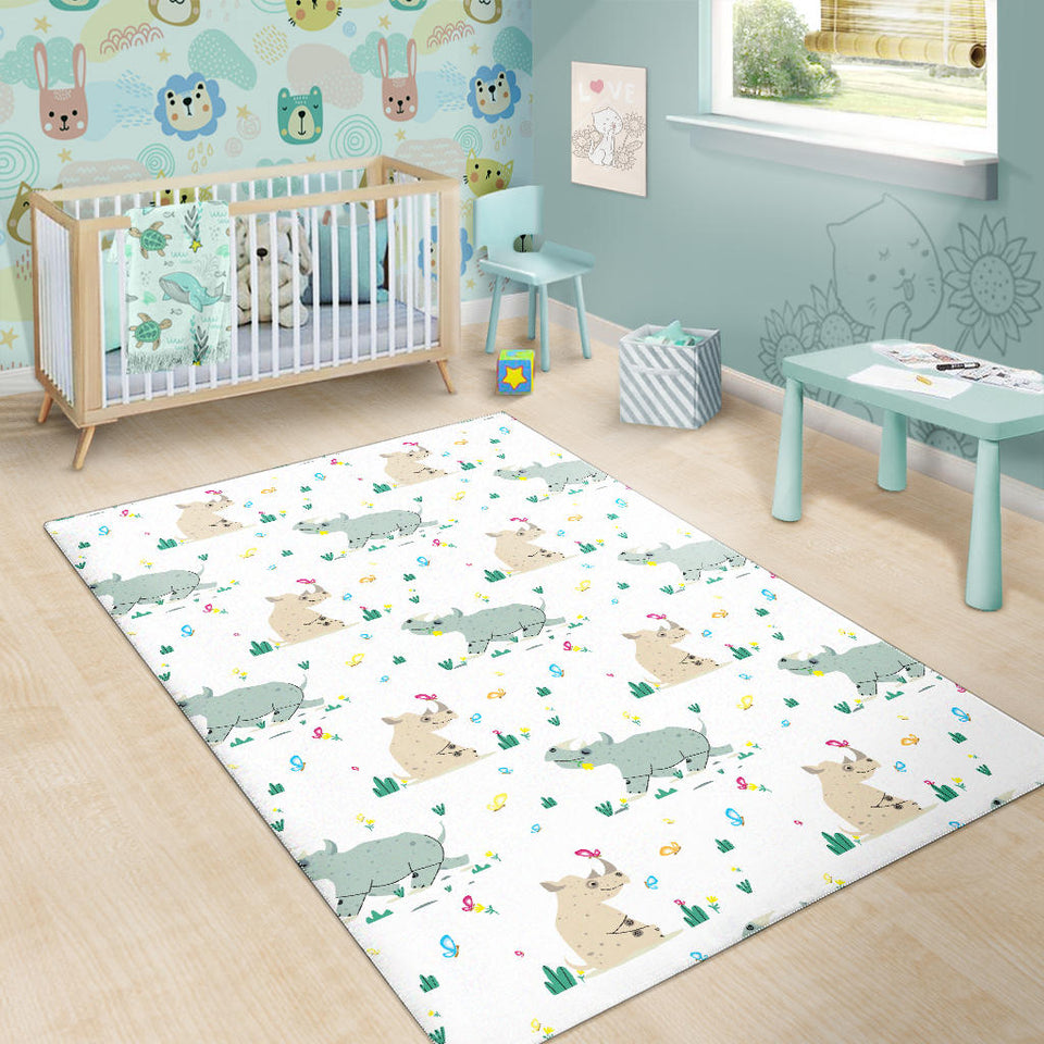 Cute Rhino Pattern Area Rug