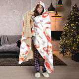 Watercolor Koi Fish Carp Fish Pattern Hooded Blanket