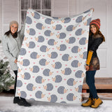 Hedgehog Pattern Print Design 04 Premium Blanket