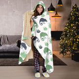 Chameleon Lizard Succulent Plant Pattern Hooded Blanket