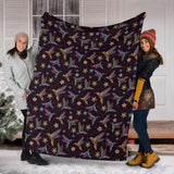 Hummingbird Pattern Print Design 04 Premium Blanket