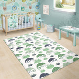 Chameleon Lizard Succulent Plant Pattern Area Rug