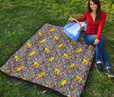 Cute Yellow Monkey Leaves Pattern Premium Quilt