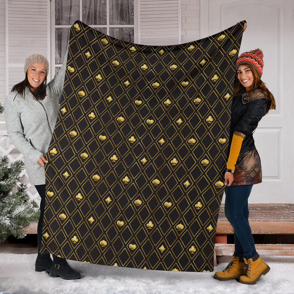 Casino Cards Suits Pattern Print Design 01 Premium Blanket