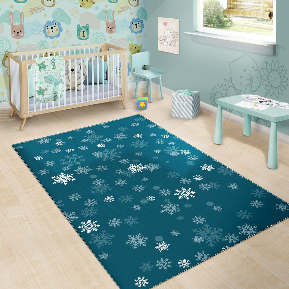 Snowflake Pattern Dark Background Area Rug