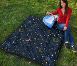 Space Pattern With Planets, Comets, Constellations And Stars Premium Quilt