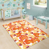 Orange Yellow Orchid Flower Pattern Background Area Rug