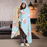 Cute Cow Flower Pattern Hooded Blanket