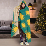 Sun Green Background Hooded Blanket