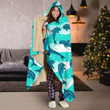 Dolphin Sea Pattern Hooded Blanket
