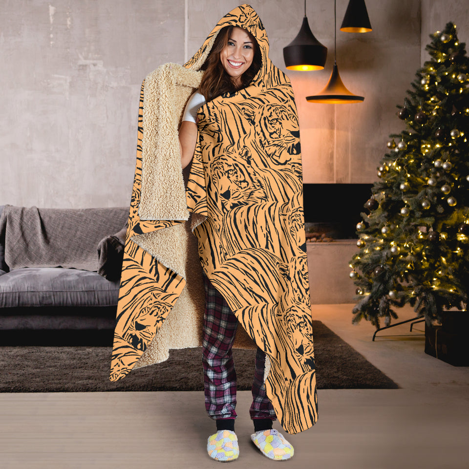 Bengal Tigers Pattern Hooded Blanket