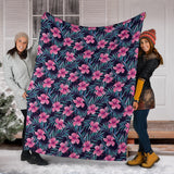 Hibiscus Pattern Print Design 05 Premium Blanket