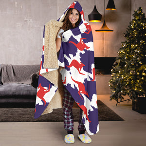 Kangaroo Australian Pattern Hooded Blanket
