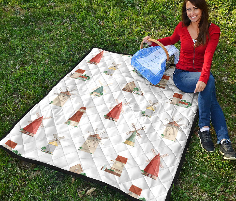 Windmill Design Pattern Premium Quilt