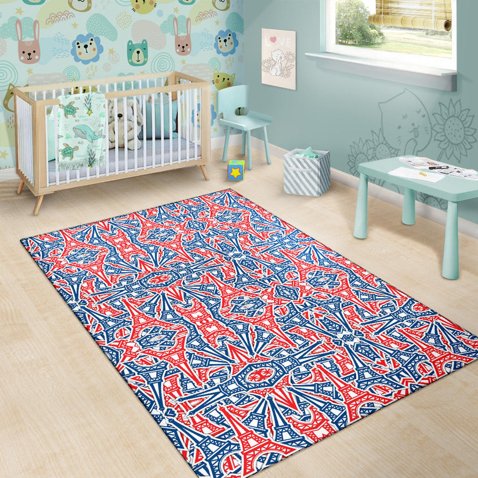 Eiffel Tower Pattern Print Design 02 Area Rug
