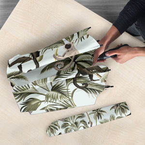 Monkey Sloth Lemur Palm Trees Pattern Umbrella