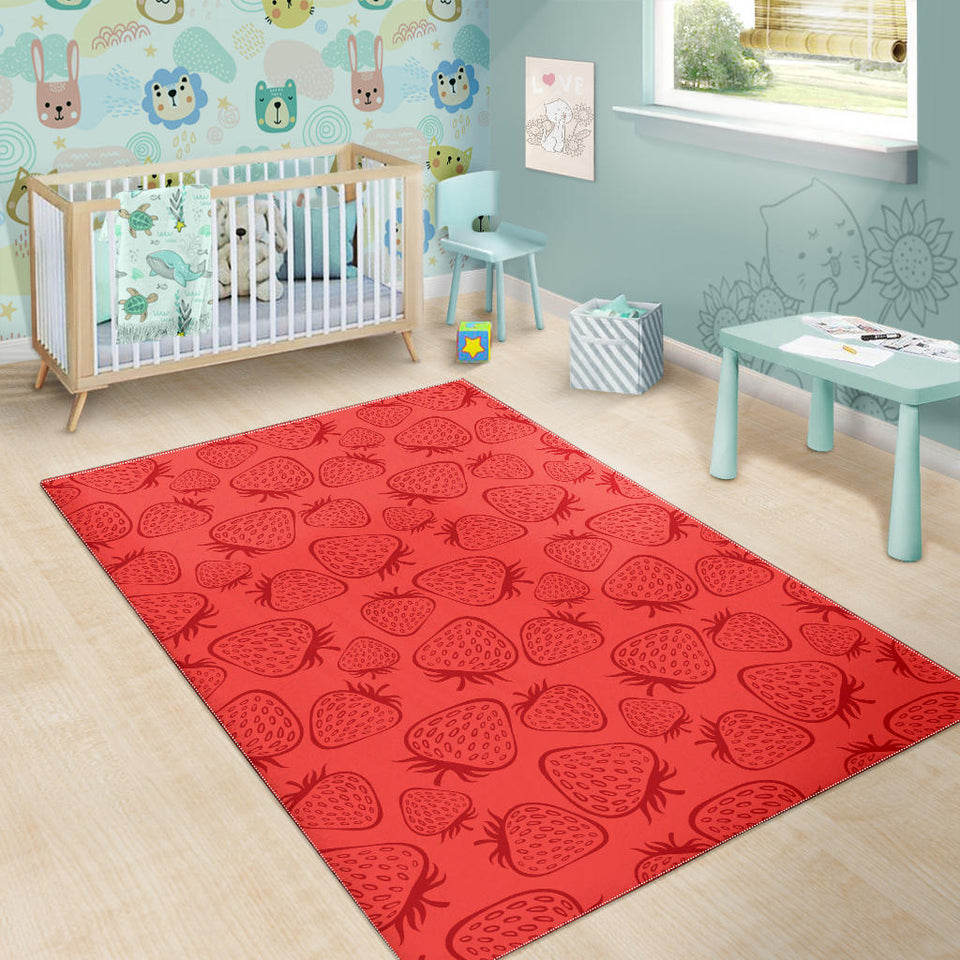 Strawberry Pattern Red Background Area Rug