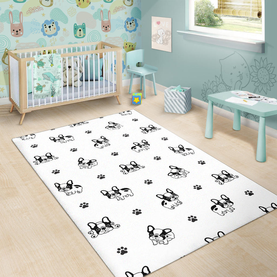 Cute French Bulldog Paw Pattern Area Rug