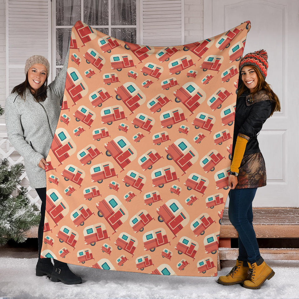 Camper Van Pattern Print Design 03 Premium Blanket
