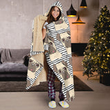 Happy Pug Pattern Hooded Blanket