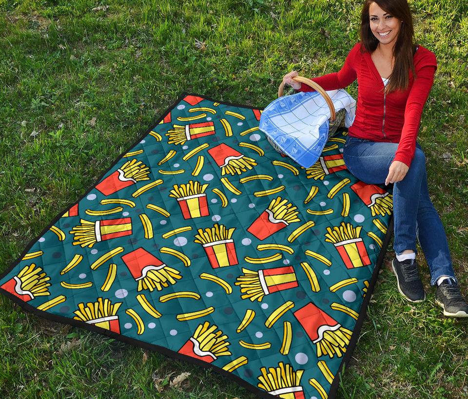 French Fries Red Paper Box Pattern Premium Quilt