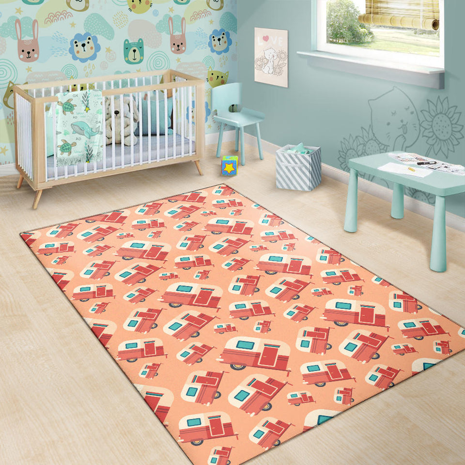 Camper Van Pattern Print Design 03 Area Rug