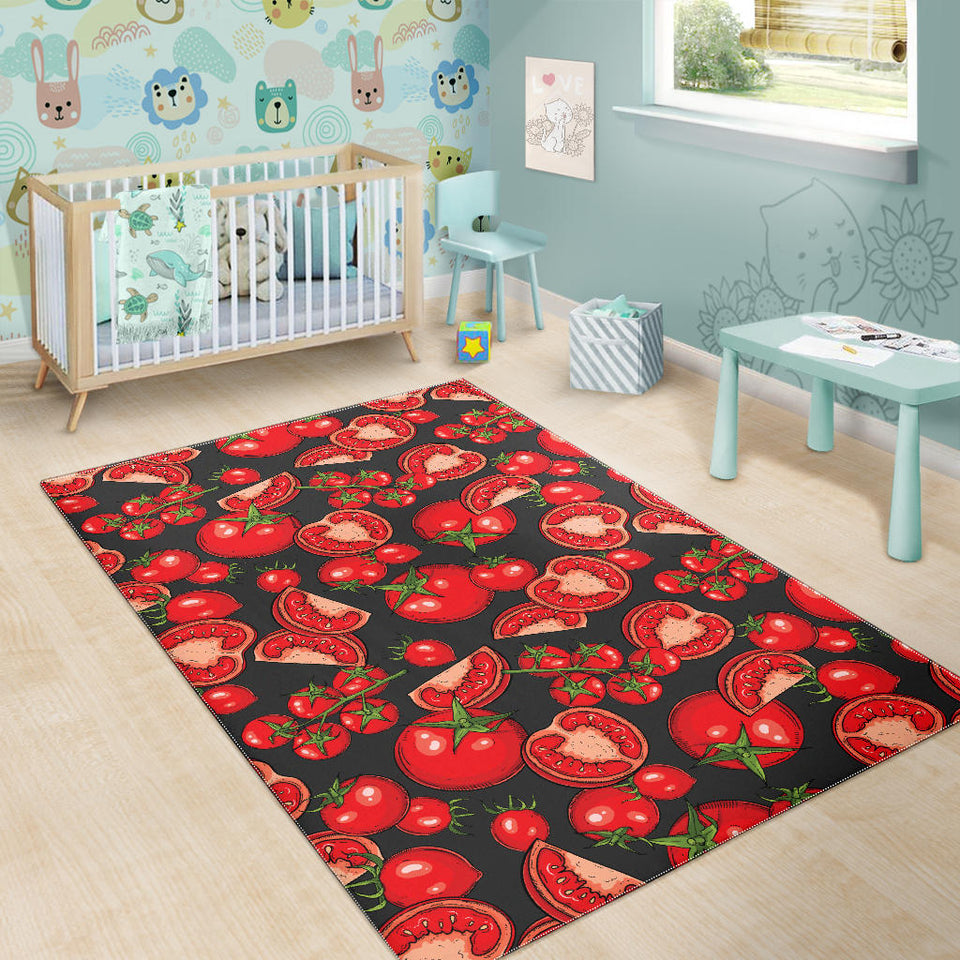 Tomato Black Background Area Rug
