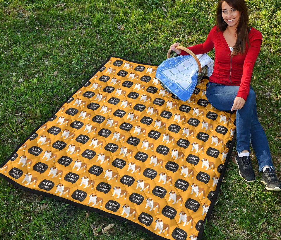 English Bulldog Pattern Print Design 04 Premium Quilt