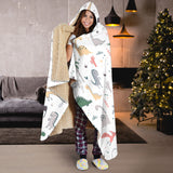 Cute Cartoon Dinosaurs Tree Pattern Hooded Blanket