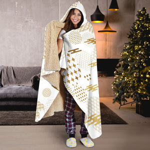 Beautiful Gold Japanese Pattern Hooded Blanket