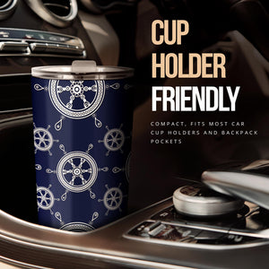 Nautical Steering Wheel Design Pattern Tumbler