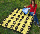Cute Ninja Yellow Background Premium Quilt