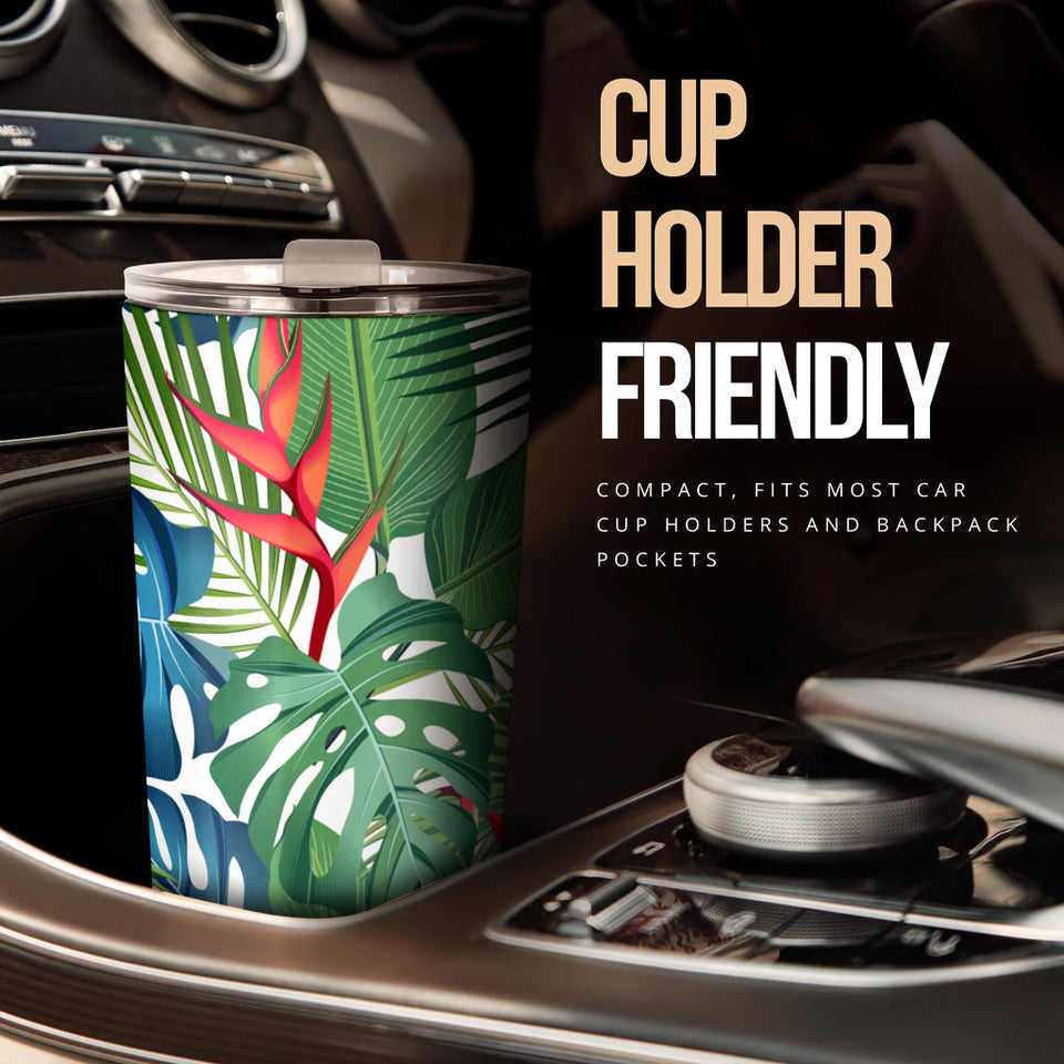 Heliconia Palm And Monstera  Leaves Pattern Tumbler
