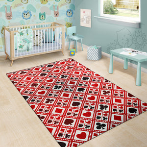Casino Cards Suits Pattern Print Design 03 Area Rug