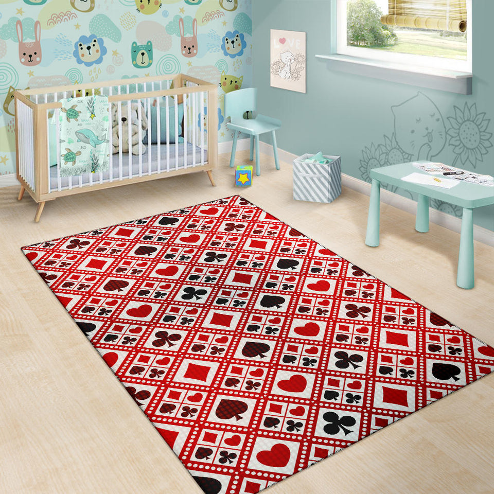 Casino Cards Suits Pattern Print Design 03 Area Rug