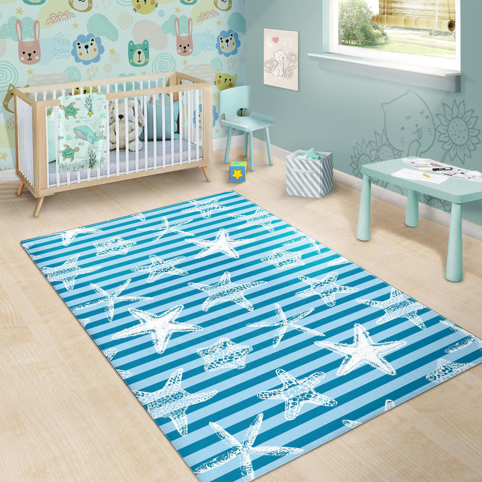 Starfish Blue Blackground Area Rug
