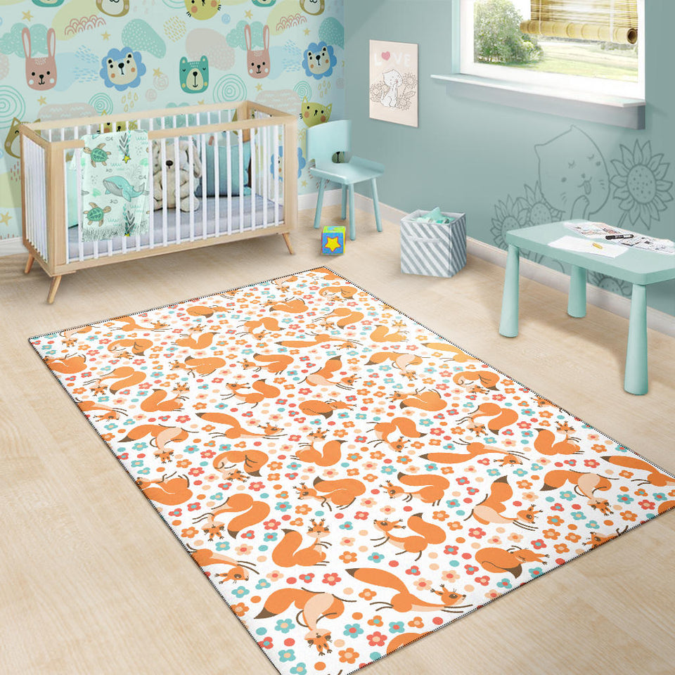 Squirrel Pattern Print Design 05 Area Rug