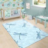 Dragonfly Pattern Blue Background Area Rug