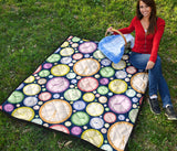 Colorful Clock Background Premium Quilt