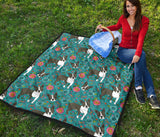 Boston Terrier Beautiful Flower Pattern Premium Quilt