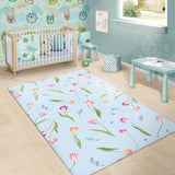Watercolor Tulips Pattern Area Rug