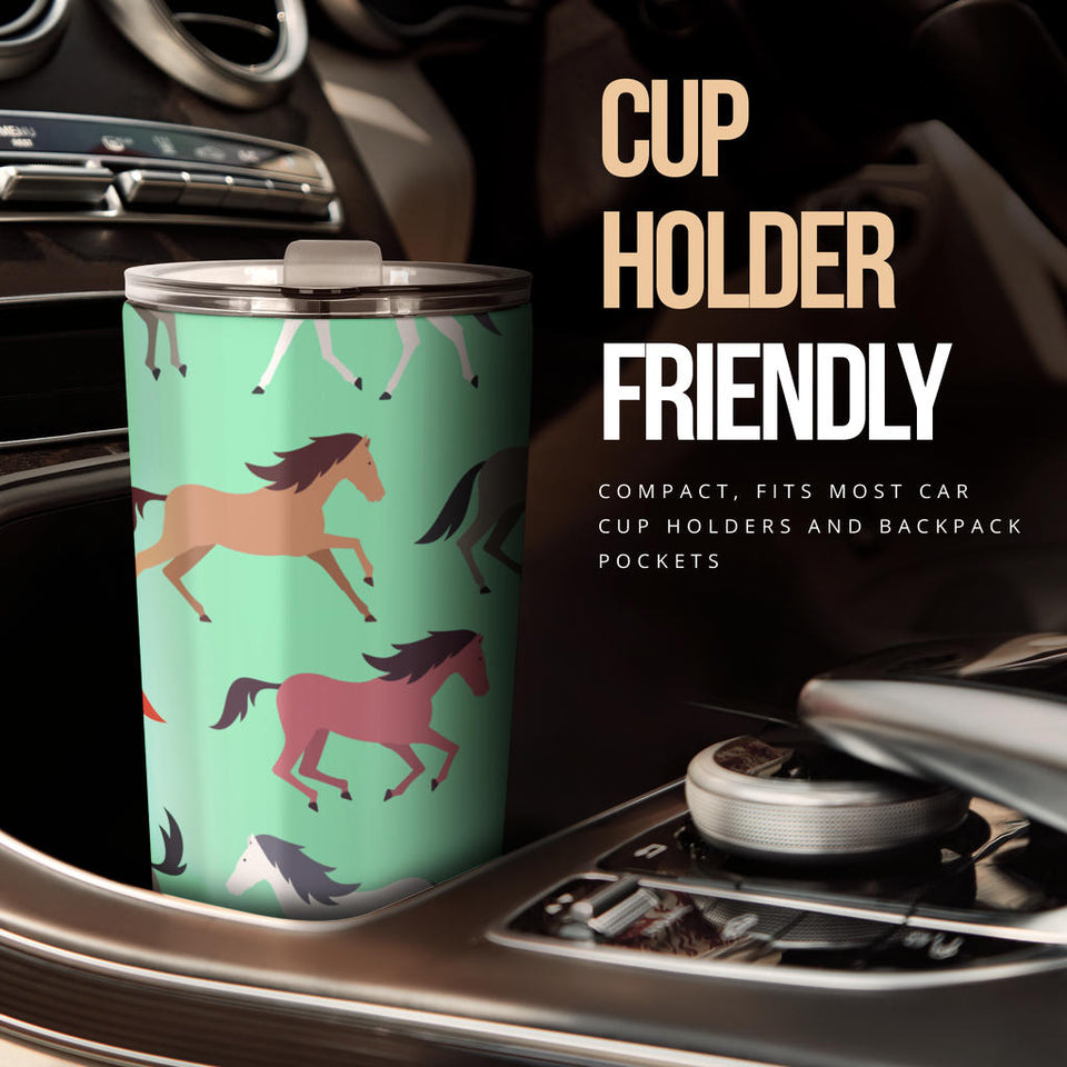 Colorful Horses Pattern Tumbler