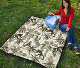 Monkey Sloth Lemur Palm Trees Pattern Premium Quilt