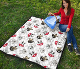 French Bulldog Cup Paw Pattern Premium Quilt