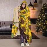 Sunflower Pattern Hooded Blanket