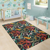 Colorful Snake Plant Pattern Area Rug