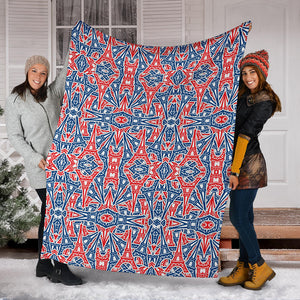 Eiffel Tower Pattern Print Design 02 Premium Blanket