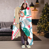 Watercolor Bowling Pattern Hooded Blanket